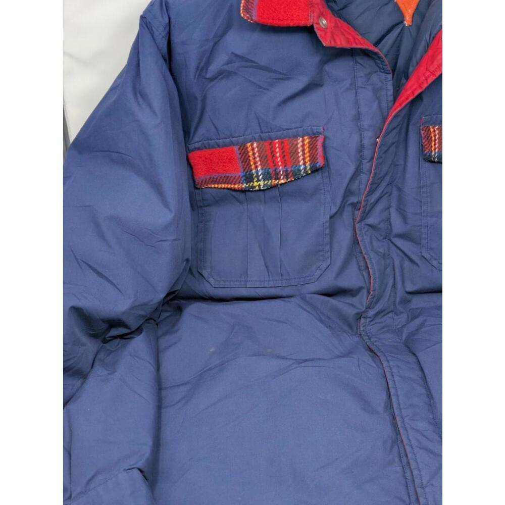 Vintage Tommy Hilfiger Striped Down Puffer Hooded Jacket 90s Mens M Red Blue - Picture 3 of 10